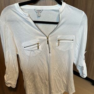 GUESS White Zipper Detail Women's Top